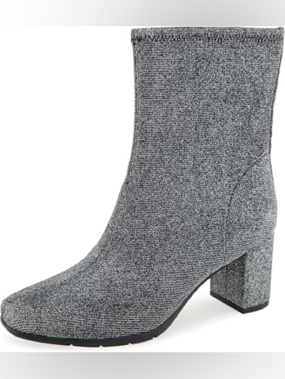 Aerosoles Miley Gunmetal Metallic Textile Block Heel Ankle Boots Sz 7